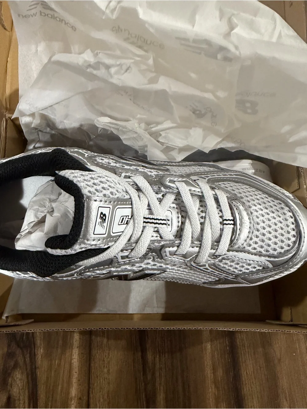 New Balance Kids Silver and White Athletic Sneakers